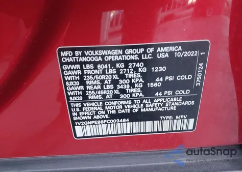 2023 Volkswagen Id.4 Awd Pro S/Awd Pro S Plus из США, поврежденный, VIN 1V2GNPE88PC003484